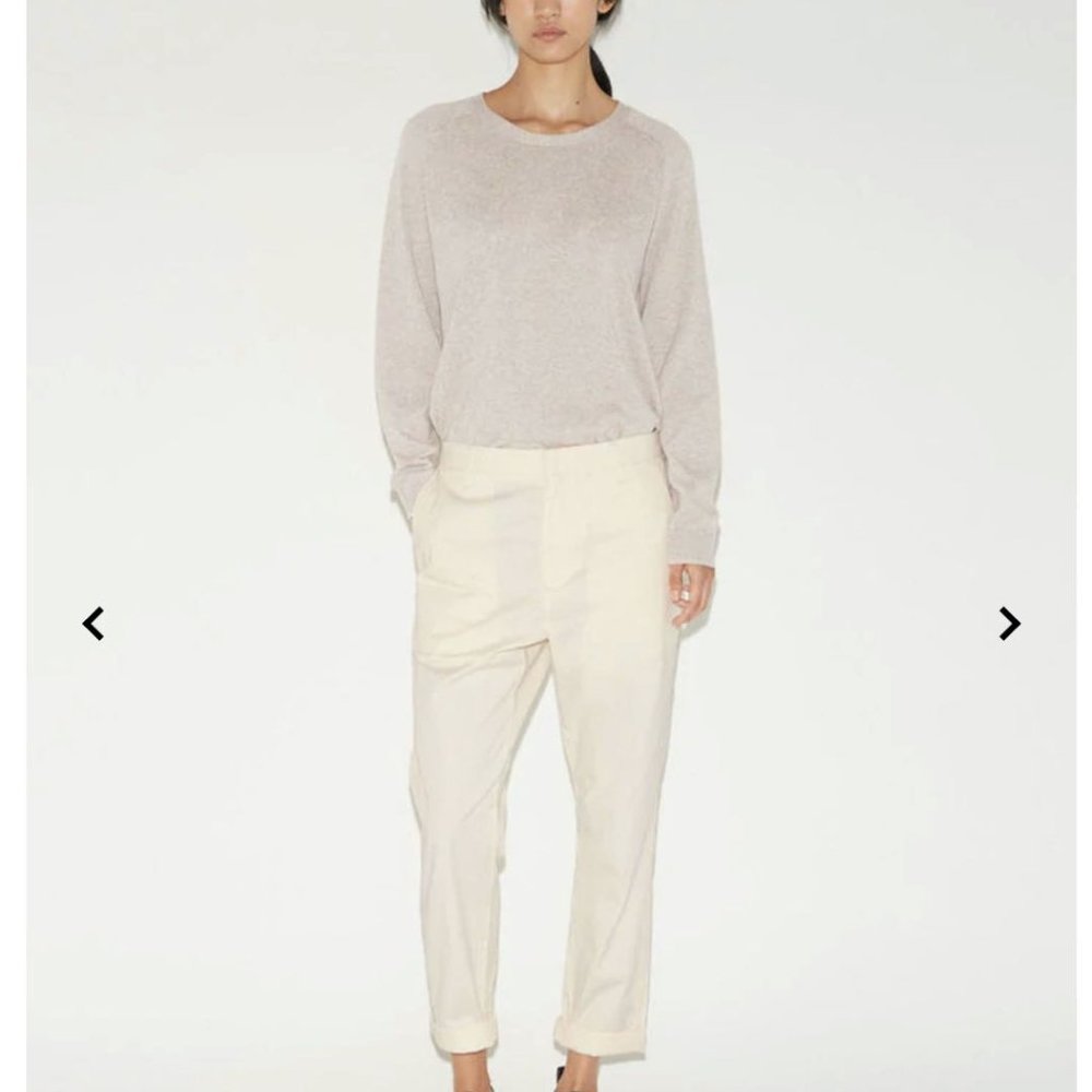 HOPE Sthlm "News" Trouser Cotton Stretch - Cream - Size 34 (Fits like US 4)